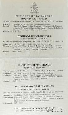 Набор монет Ватикан 2017 г.