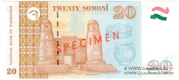 20 сомони 1999 (2000) г. ОБРАЗЕЦ