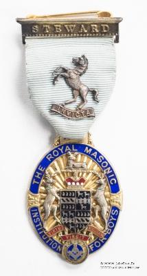 Знак RMIB 1940. STEWARD ROYAL MASONIC INSTITUTION FOR BOYS.  – Королевский Масонский институт для мальчиков.