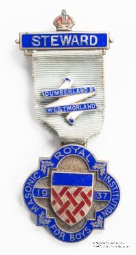 Знак RMIB 1937. STEWARD ROYAL MASONIC INSTITUTION FOR BOYS.  – Королевский Масонский институт для мальчиков.