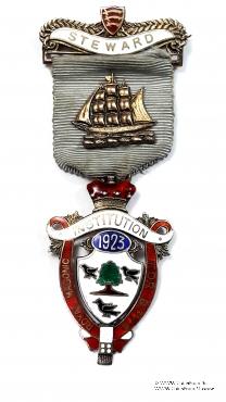 Знак RMIB 1923. STEWARD ROYAL MASONIC INSTITUTION FOR BOYS.  – Королевский Масонский институт для мальчиков.
