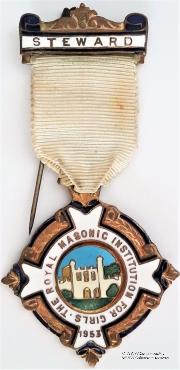 Знак RMIG 1953. STEWARD ROYAL MASONIC INSTITUTION FOR GIRLS – Королевский Масонский институт для девочек.