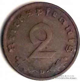 2 рейхспфеннинга 1938 г. (D)