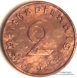 2 рейхспфеннинга 1939 г. (J)