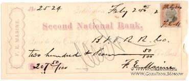 Банковский чек 1872 г.