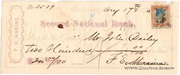 Банковский чек 1874 г.