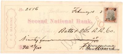 Банковский чек 1872 г.