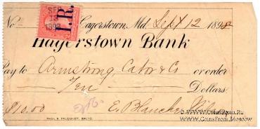 Банковский чек 1898 г.
