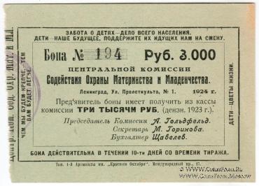 3.000 рублей 1924 г. (Петроград)