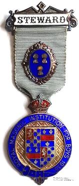 Знак RMIB 1935. STEWARD ROYAL MASONIC INSTITUTION FOR BOYS.  – Королевский Масонский институт для мальчиков.