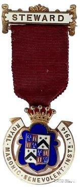 Знак RMBI 1914. STEWARD ROYAL MASONIC BENEVOLENT INST.  – Королевский Масонский Благотворительный институт