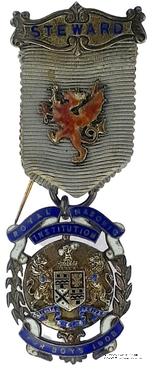Знак RMIB 1908. STEWARD ROYAL MASONIC INSTITUTION FOR BOYS. – Королевский Масонский институт для мальчиков.